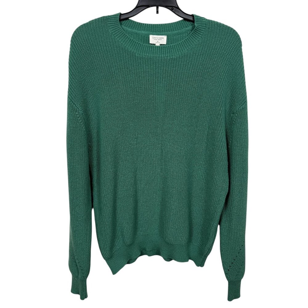 Gentle Fawn Sweater Womens XL Green Crewneck Chunky Winter Cozy